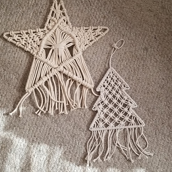 Vintage Macrame Holiday Star and Tree - Picture 1 of 5
